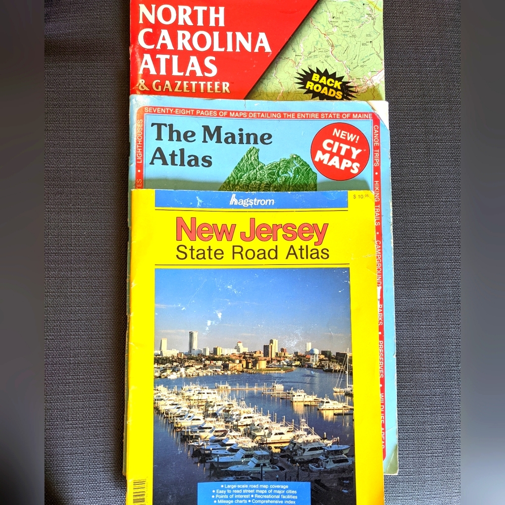 Lot Of Vintage Road Atlases East Coast Maine, New Jersey, North Carolina